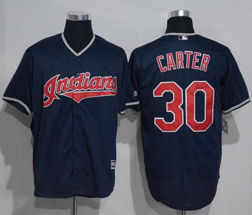 Indians #30 Joe Carter Navy Blue New Cool Base Stitched MLB Jersey